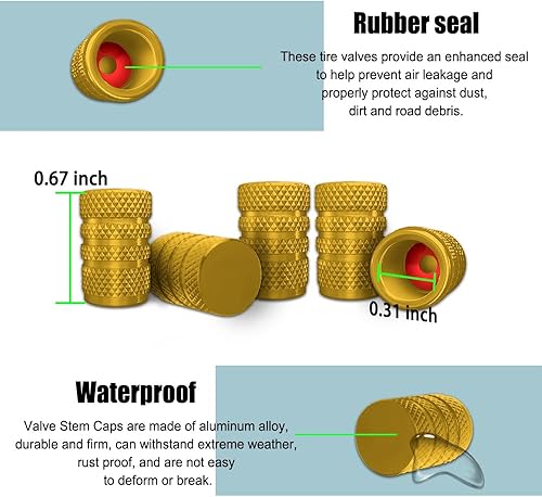 Miniatura 2 de 5 tapas de vástago de válvula de neumático, cubierta de tapas de aire, juego de tapas de válvula de neumático de aluminio anodizado, accesorios