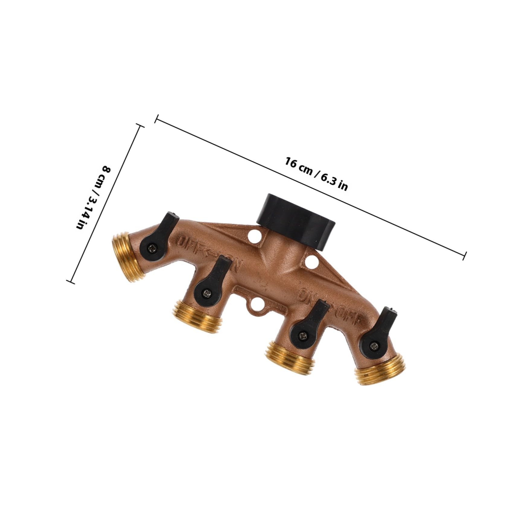 Divisor De Tomas De Latón De 4 Vías para Jardín, Conector De Manguera Ajustable Resistente a Alta Presión, Adaptador De Grifo Multifuncional para Riego Exterior Duradero