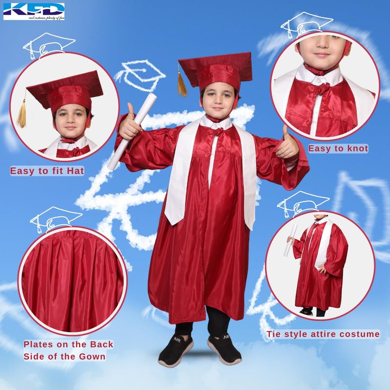 Image of Kaku Fancy Dresses Graduation Gown With Hat & Stole /Scarf | Degree Costume For Convocation Dress For Boys & Girls