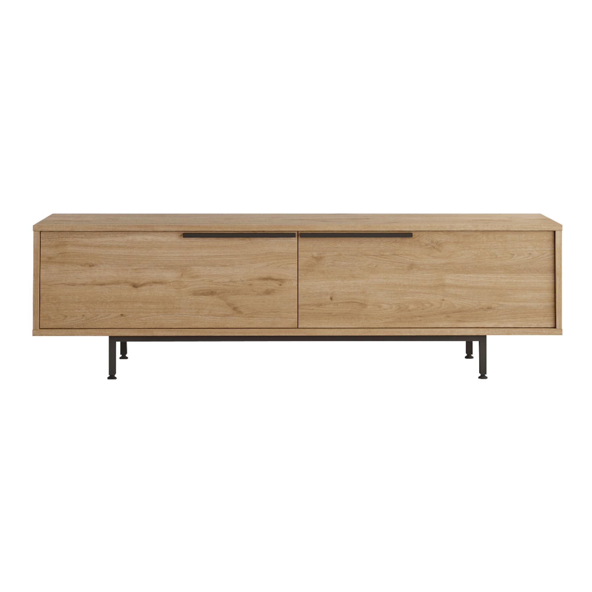[en.casa] TV Schrank Urejovle Lowboard mit 2 Türen TV Board Eichenoptik Fernsehtisch TV Kommode Fernsehschrank 160 x 36 x 45 cm Metallgestell