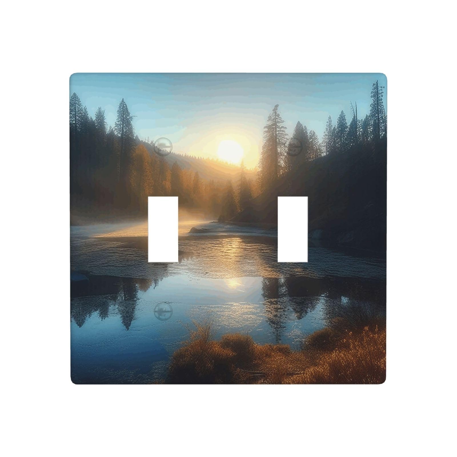 2-Gang Decorator Wall Plate Sunrise Light Switch Cover Double Toggle Receptacle Wall Plate Standard Size 4.5" x 4.5" Wallplate Unbreakable Polycarbonate Outlet Faceplates Covers