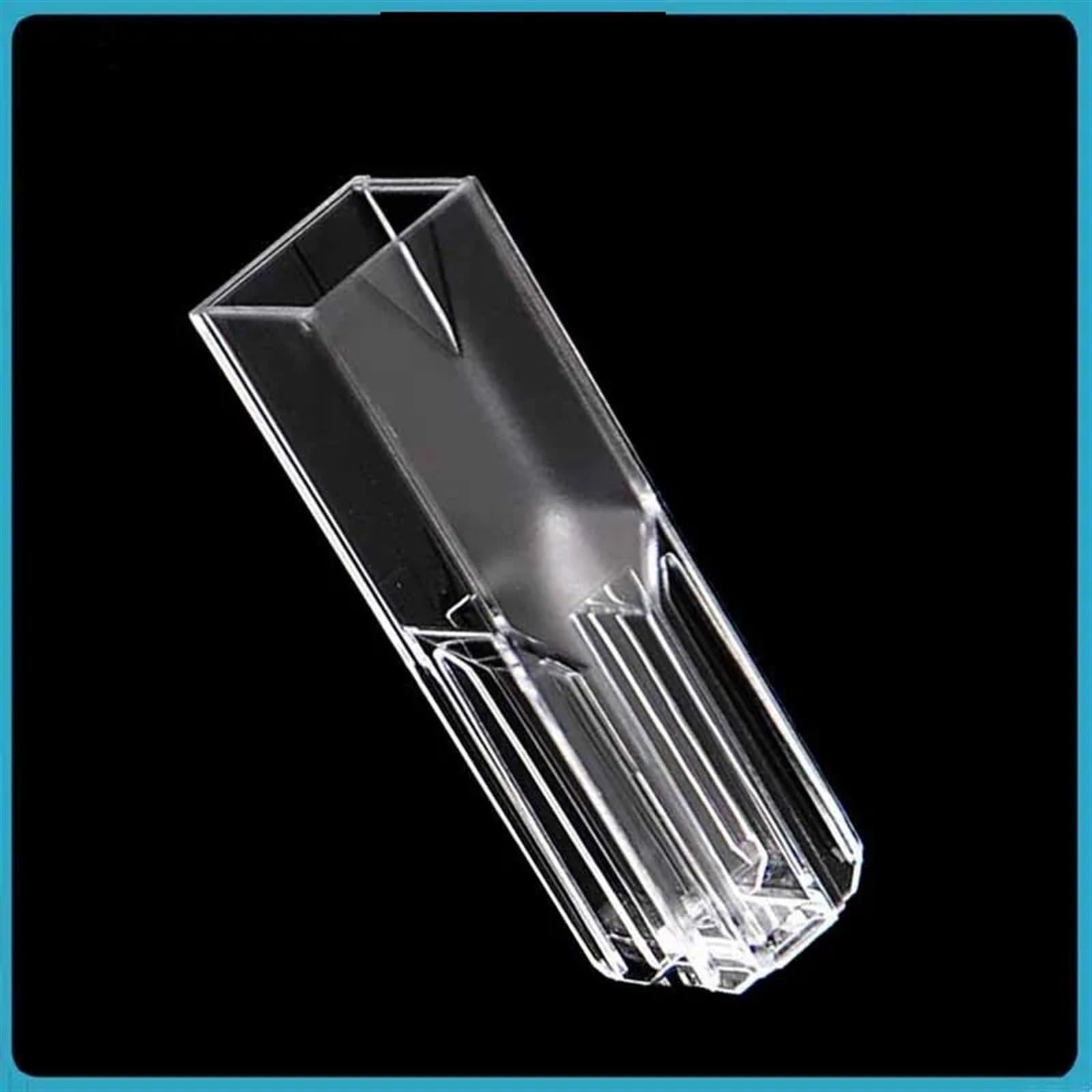 Einwegküvette aus Kunststoff, Methacrylat-PMMA-Küvette, 1,5 ml Fassungsvermögen, Halbmikro-Typ, zweiseitig, klar, Kat.-Nr. 14955128, 100 Stück/Pkg