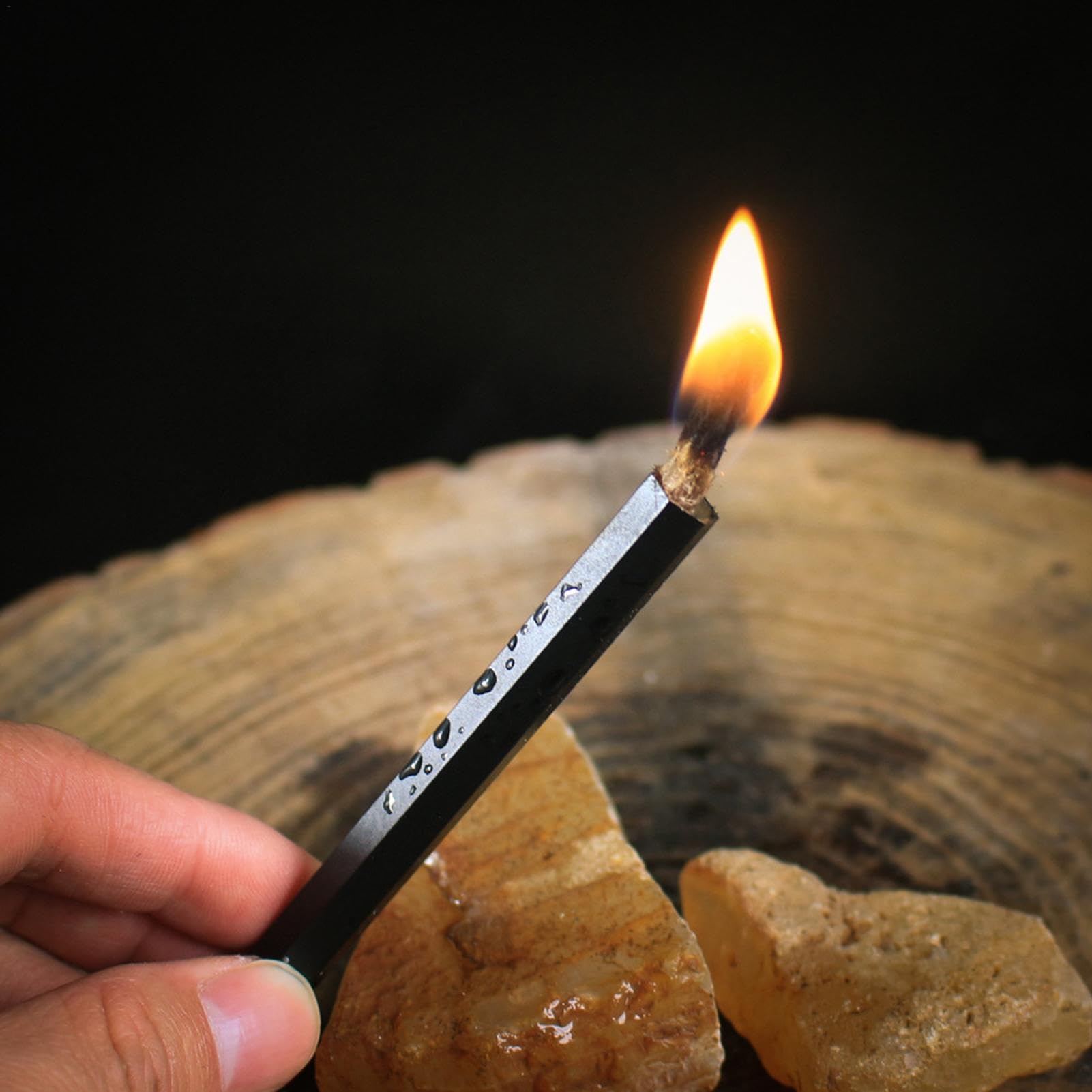 Cuerda de fuego tubo de yesca de yute de aluminio anodizado para camping