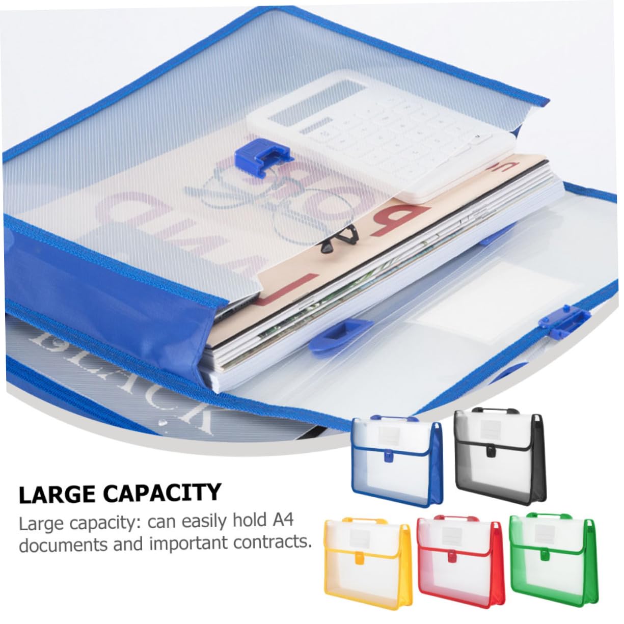 Uonlytech Borsa Porta Documenti A4 5 Pezzi Set, Custodia per Documenti Anti-umidità in Pp Resistente, Organizzatore di File Leggero per Ufficio e Lavoro Uomo Donna