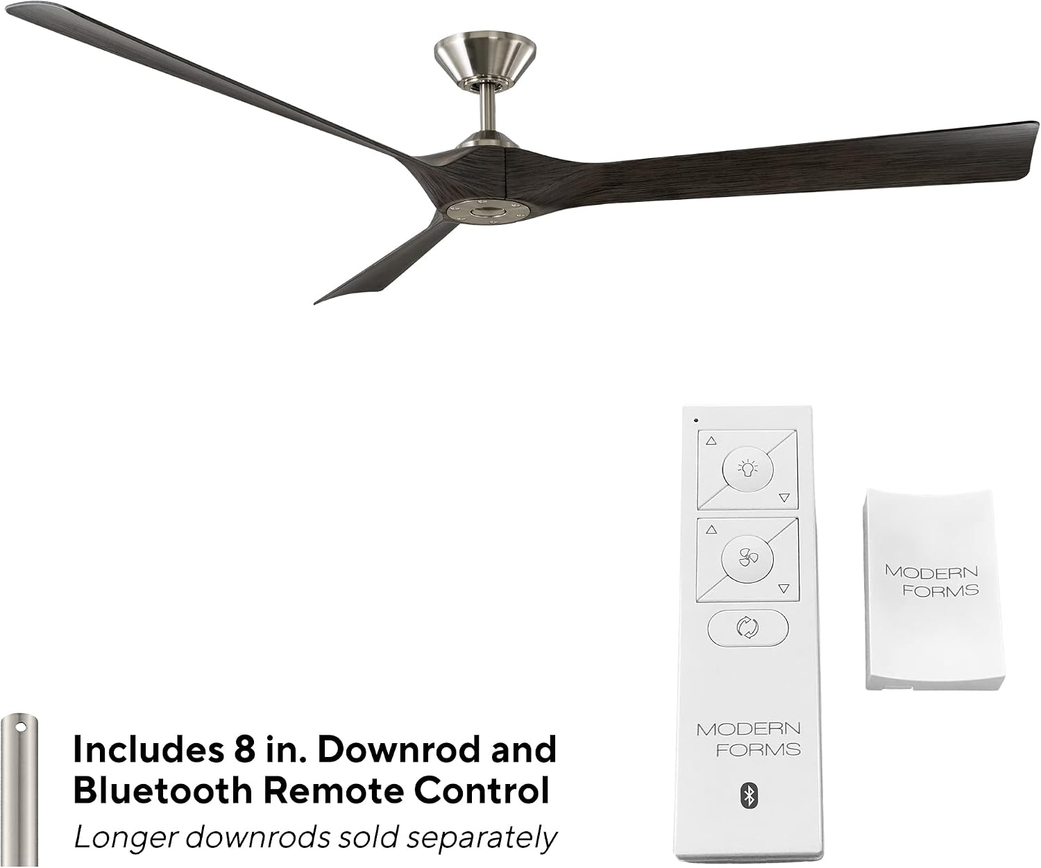 Modern Forms Torque Indoor and Outdoor 3-Blade 70in Smart Ceiling Fan in Brushed Nickel Ebony with Remote Control works with Alexa and iOS or Android App