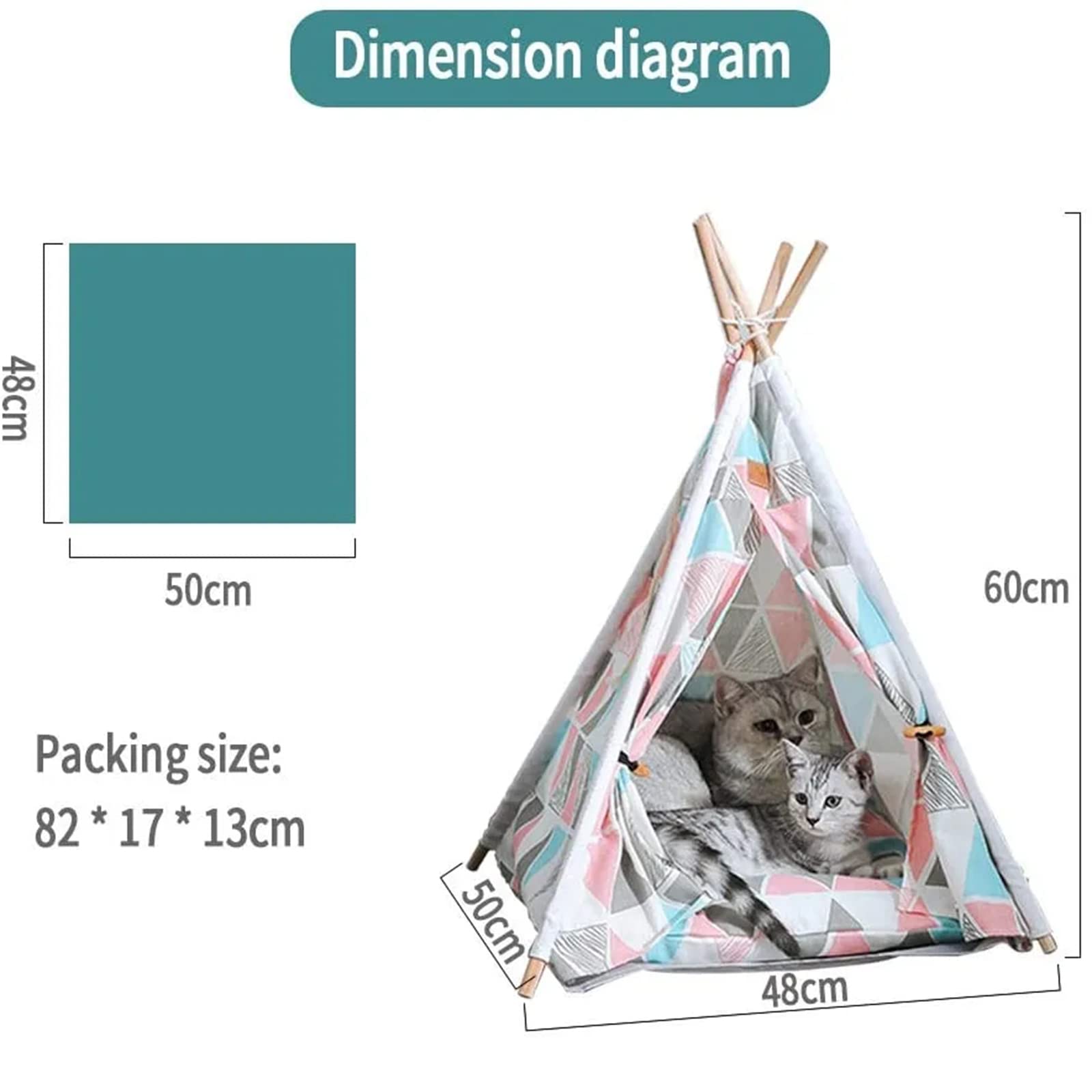 Tente de tipi pour Animal de Compagnie, lit de Tente Portable pour Chiot avec Coussin épais et Doux pour Chien pour Chats d'intérieur, Petits Chiens, nid Robuste pour Chien,Pink Triangle
