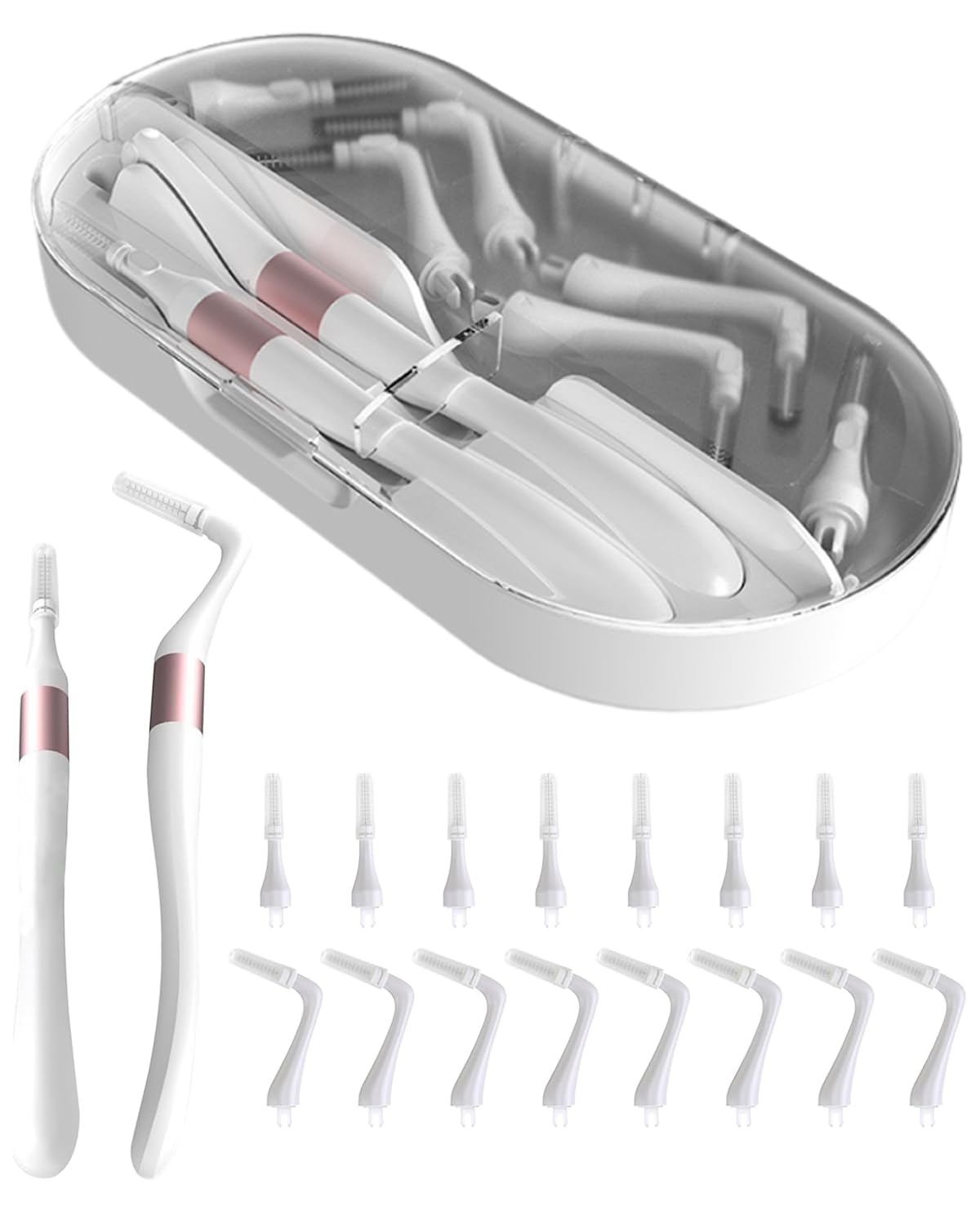 2 PCS Interdental Brush for Teeth, Dental Floss for Teeth Cleaner, Inter Dental Brush, Interdental Brush with 16PCS Brush Head and a Storage Box, Suitable for Cleaning Teeth Health