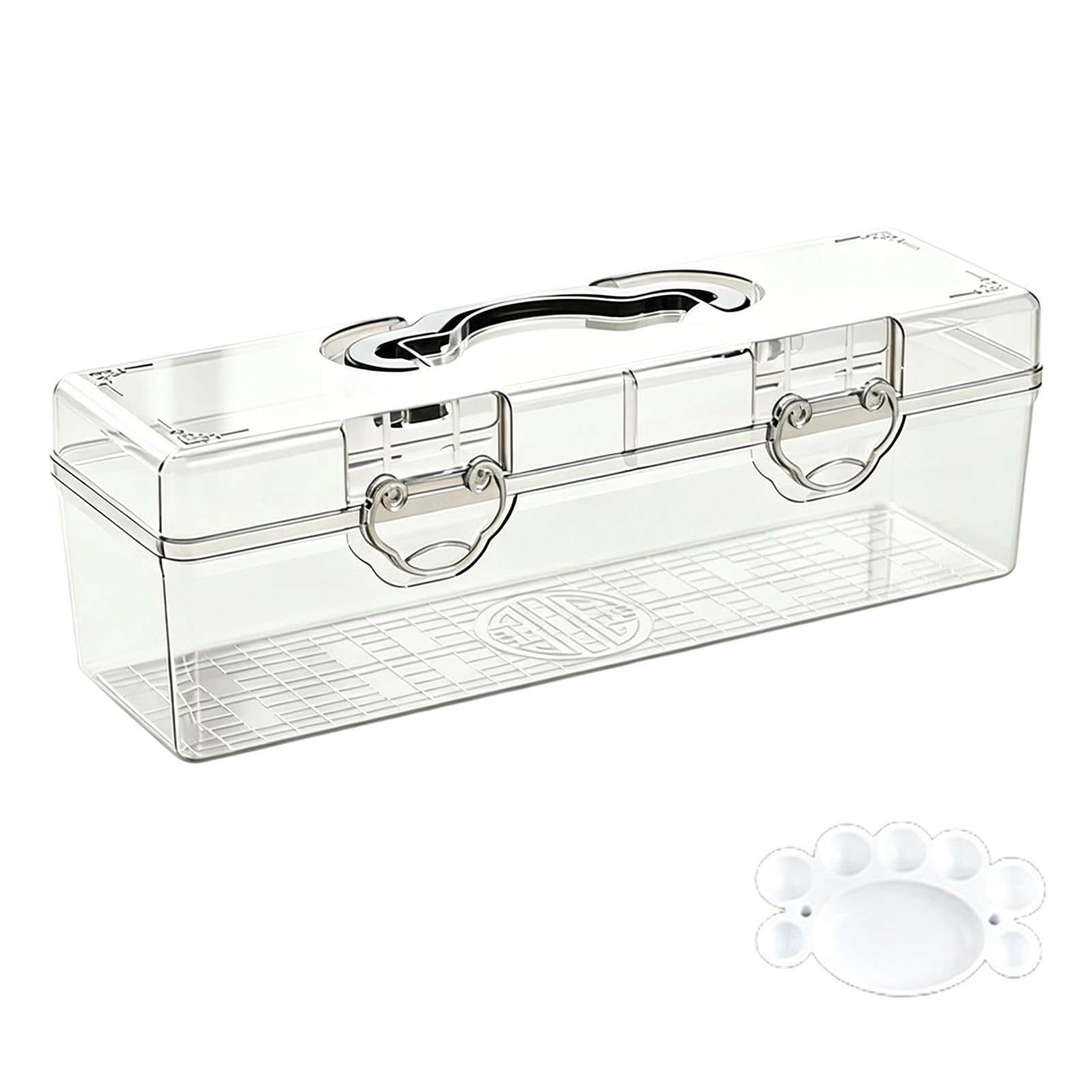 Modern Transparent Stationery Organizers Storage with Spacious Compartments for Artists Drawing Craft Materials Art Materials Organizers Container for Painting Art Supply Planner with Handle Storage