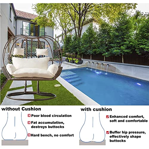 Cojín para silla colgante doble de ratán con acolchado impermeable lavable de jardín 5