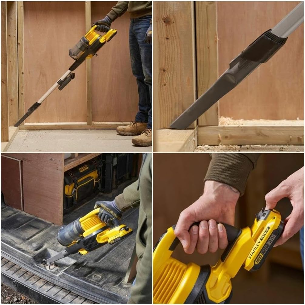 Stanley SFMCVS001D1 in use as a stick vacuum and handheld vacuum