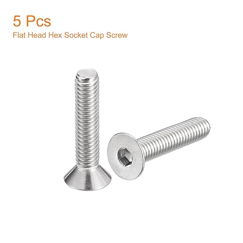Miniatura 3 de uxcell Tornillos de cabeza avellanada plana de 516-18x1-12", 5 tornillos de cabeza plana de acero inoxidable 304, rosca completa, pernos avellanados