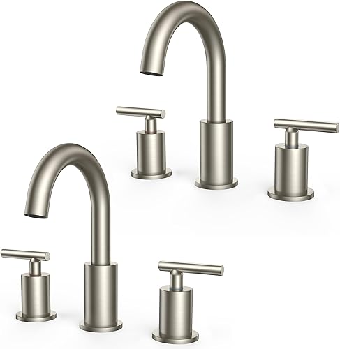 Miniatura 20 de FORIOUS Grifo de baño negro de 3 agujeros, 8 pulgadas, grifo de lavabo de baño negro mate generalizado con boquilla giratoria de 360°, adecuado para