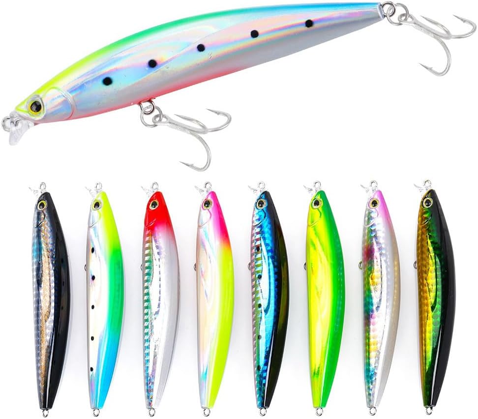 Pack of 5 10cm 13g Topwater Lure 3D Lifelike Eyes Treble Hook Saltwater