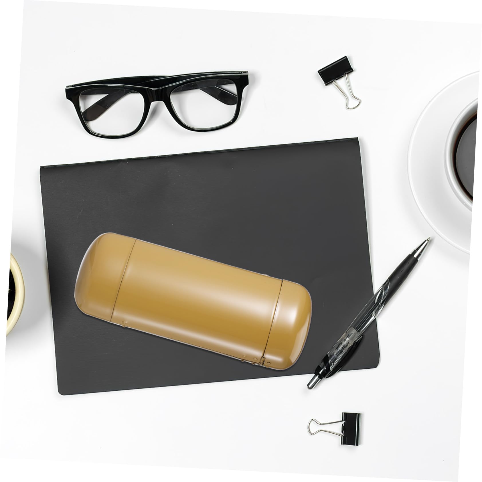 KOMBIUDA Estuche Rígido Metálico para Gafas y Gafas de Sol Diseño Delgado y Elegante Protección contra Arañazos y Cierre Seguro con Botón Lateral Compacto y para Viaje y Diario