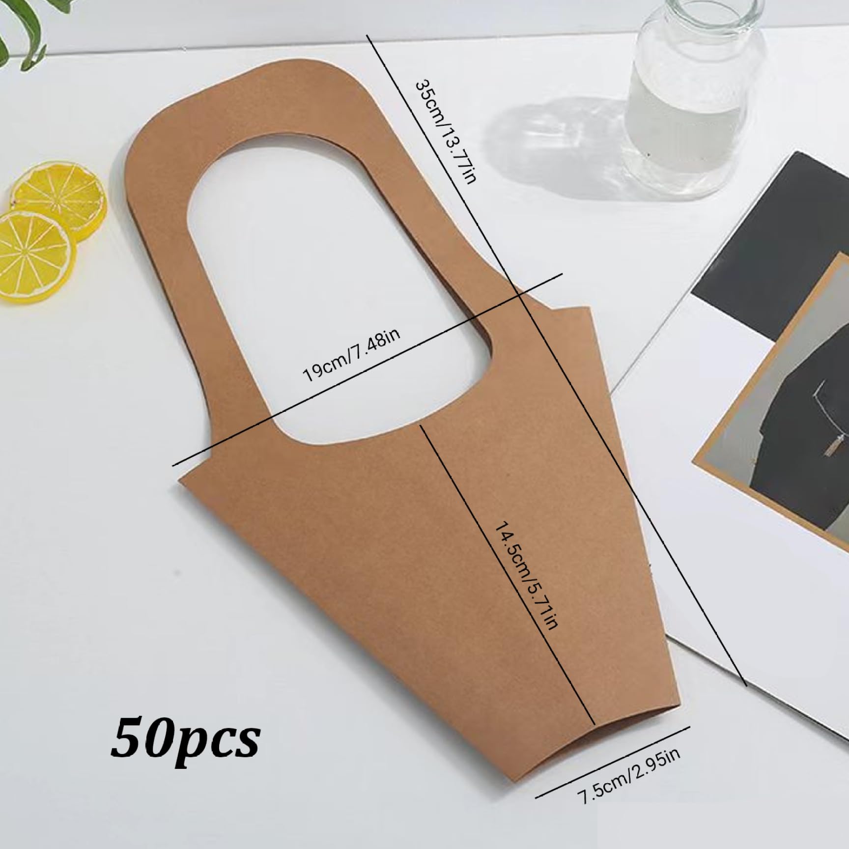 Porta Bouquet di Fiori da 50 Pezzi, Sacchetti di Fiori di Carta, Sacchetti di Bouquet appesi con Manico per bomboniere per Matrimoni, Compleanni del Ringraziamento