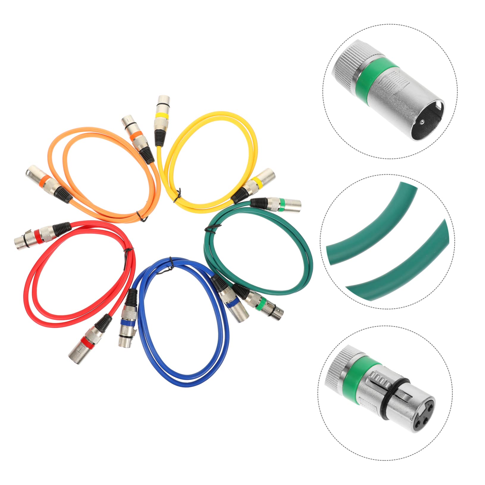 Cavo Xlr Bilanciato per Microfono, 5 Pezzi, 1m, Connettore Maschio-femmina, in Rame e Pvc, Connessione Flessibile per Matrimoni e Feste