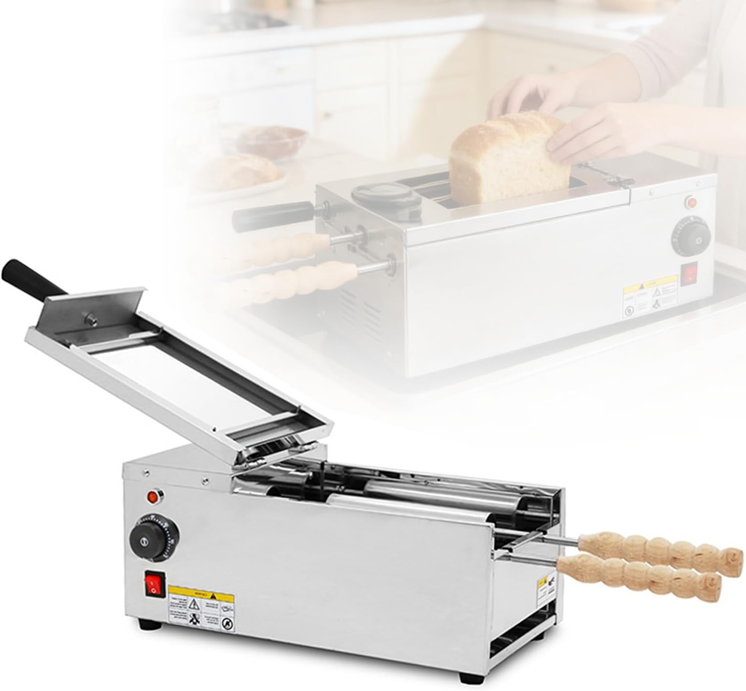 Chimney Cake Making Machine, Cake Pop Roller Machine, Electric Ice Cream Cone Machine for Restaurant Home Kitchen Snack Bar