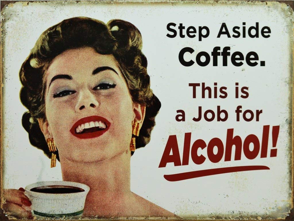 BigBazza Novelty Retro Vintage Wall tin Plaque 20x15cm - Pub shed Bar Office Workshop Man Cave Home Bedroom Dining Room Kitchen Gift - Step aside Coffee Drink Quote Metal Sign