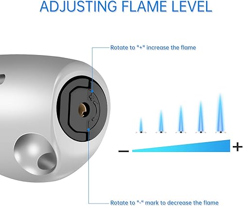 Miniatura 5 de Encendedor de butano largo con llama de chorro a prueba de viento con ventana de combustible visual para chimenea, cocina, parrilla, barbacoa,