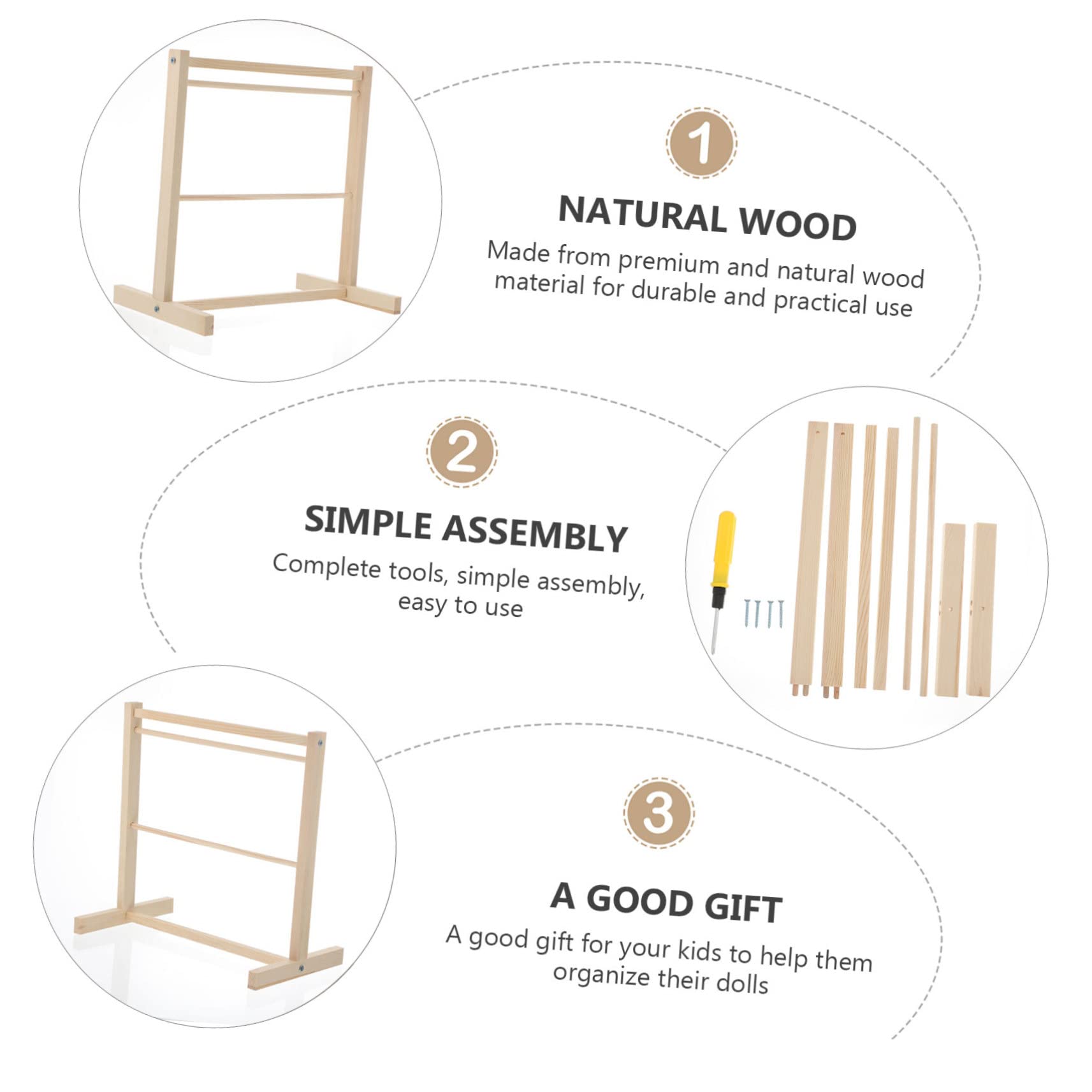 SUPVOX Doll Wardrobe Accessory Wooden Doll Clothes Hanger for Dresser Closet Organizer Coat Holder Boys and Girls Toy Storage