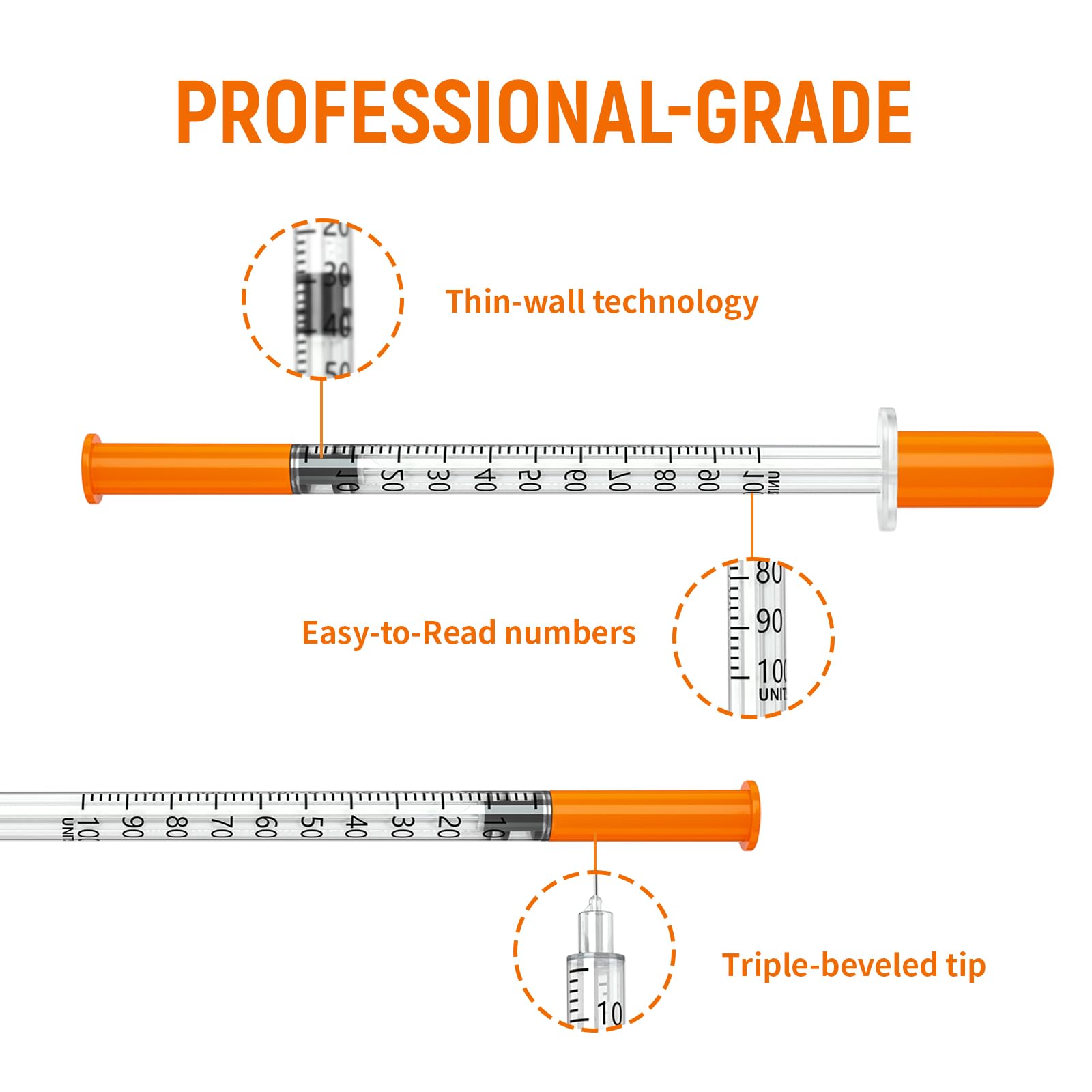 U-100 Syringes - 1ml, 31g - Pack of 100 -2