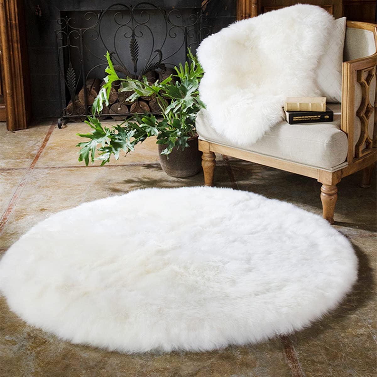 Amazon | AMENAS ラグ カーペット 円形 丸型 【 色が選べる 多色