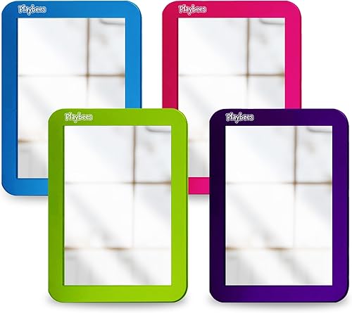 Espejos magnéticos para casillero, paquete de 4 (morado, rosa, verde, azul) - Ideal para taquillas escolares, baños, refrigeradores, gabinetes de
