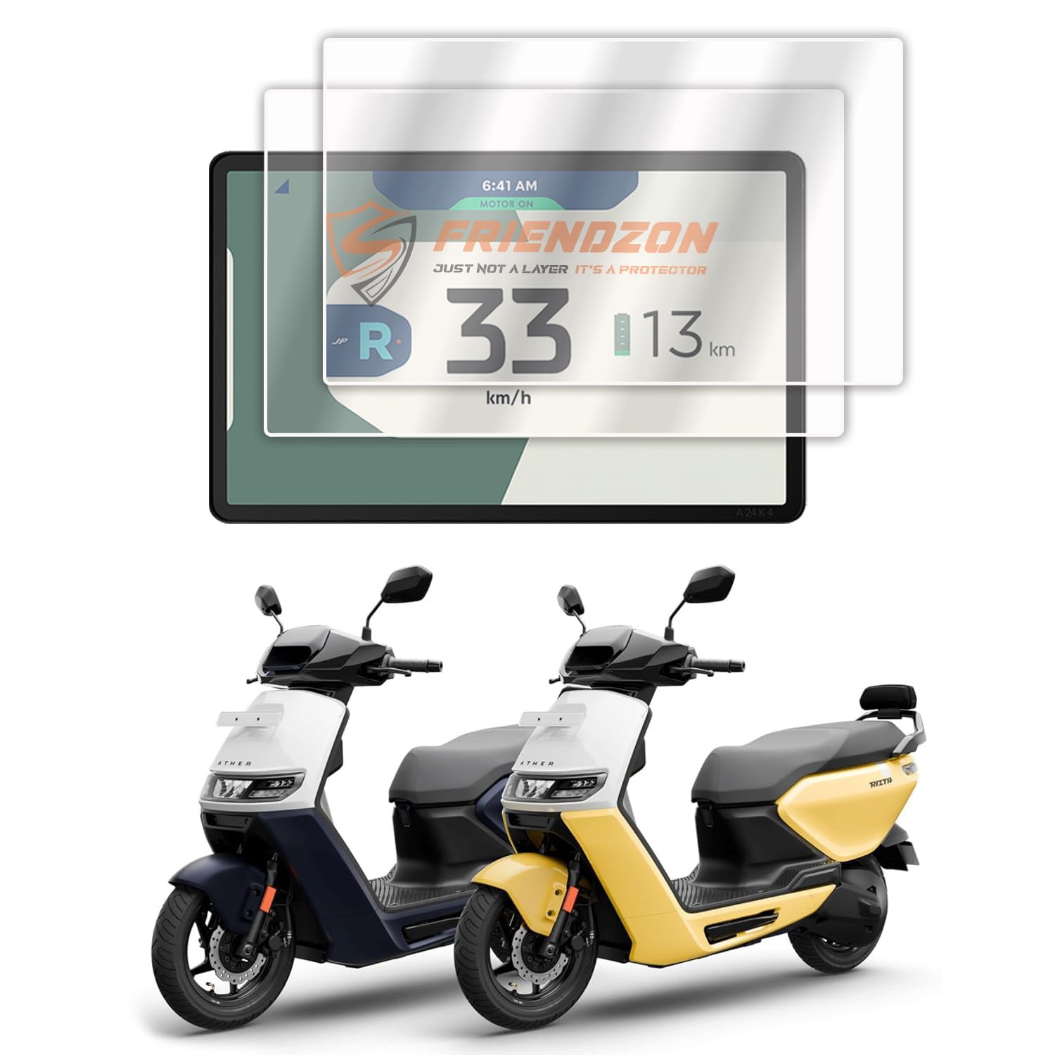FriendZon Screen Guard For Ather Rizta S & Rizta Z EV Scooter | Anti Scratch | HD Clear | 7 INCH TFT Digital Meter Instrument Cluster Accessory [Not A Tempered Glass]-image-3