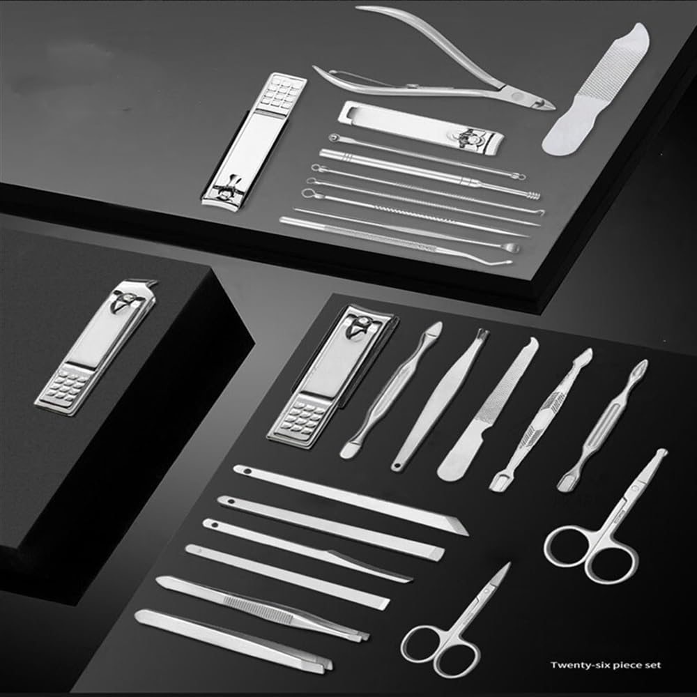 Zestaw do manicure pedicure zestaw 11-26 nożyczek do skórek i narzędzi do paznokci, profesjonalny zestaw do strzyżenia paznokci ze stali nierdzewnej, zestaw do manicure