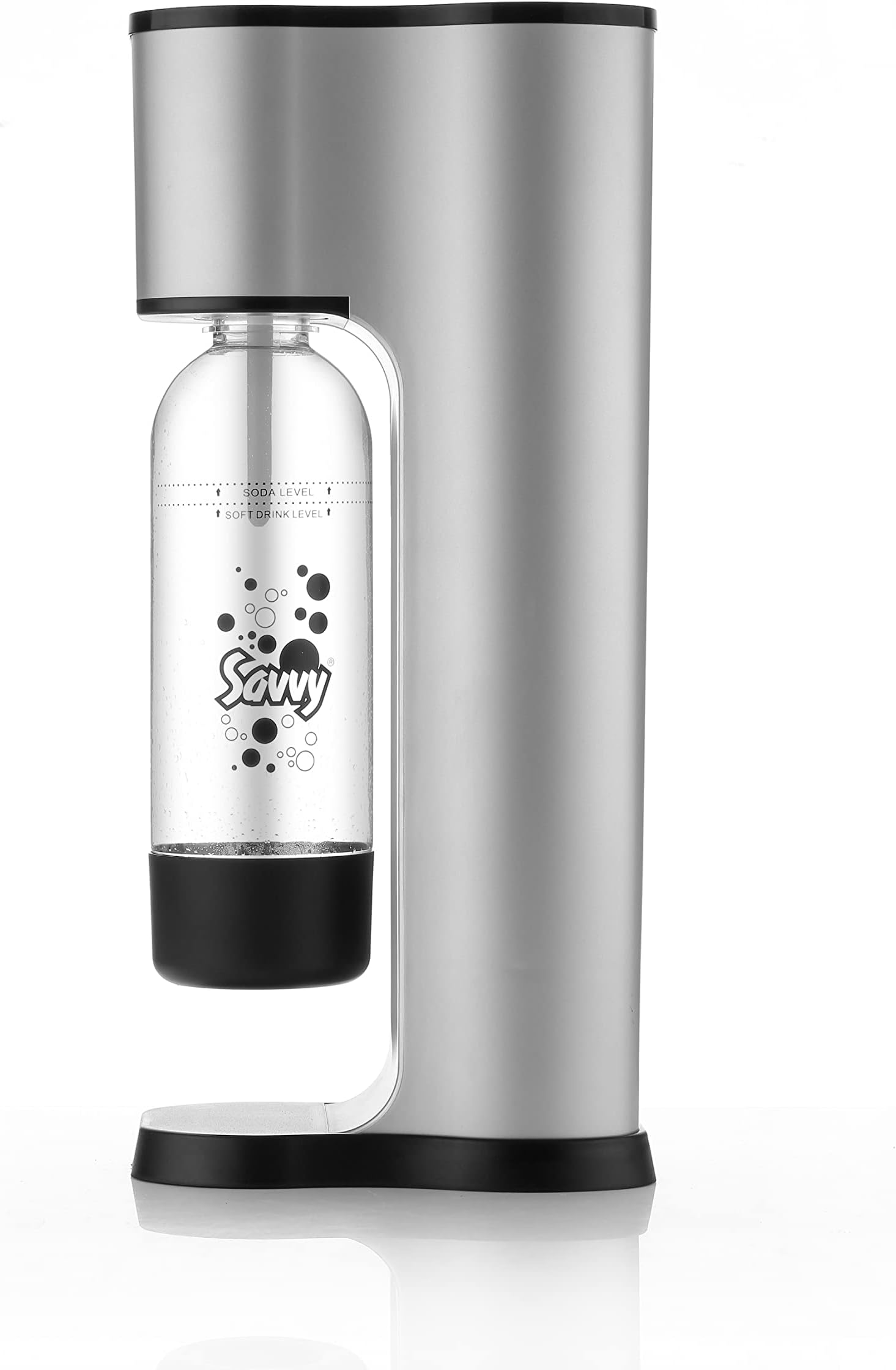 SAVVY Soda/Drink Maker- Home Fizzy Drink Maker Machine in Silver Color, Automatic Water Machine with CO2 Cylinder & Bottle, Safe & BPA Free Kitchen Appliances - SM-36