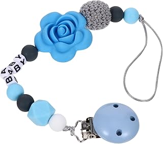 SAFIGLE 1Pc Corrente Anti-Queda Brinquedo De Mastigar Para Bebê Brinquedos De Mastigar Chupeta De Bebê Massagem Chupeta Mordedor De Silicone Mordedor De Bebê Gel De Sílica Azul Brinquedo
