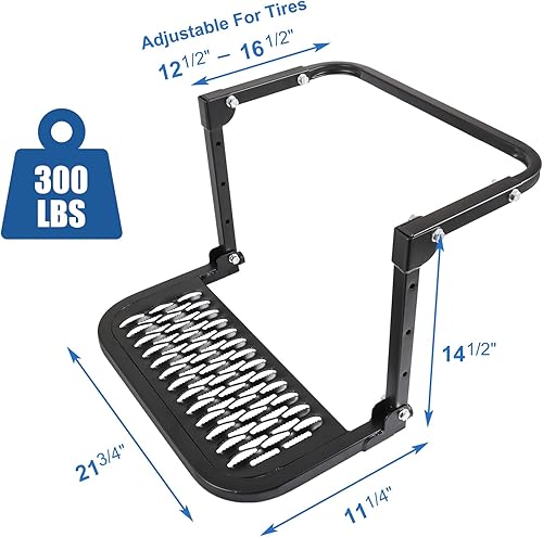 Miniatura 5 de Escalón de neumático plegable y resistente para camión, SUV y RV, ajustable, se adapta a la mayoría de neumáticos de 10.2 a 14.4 pulgadas