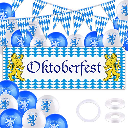 TUPARKA Oktoberfest Decorations Kit Octoberfest Party Supplies Bavarian Pennant Banner Sign Banner Balloons