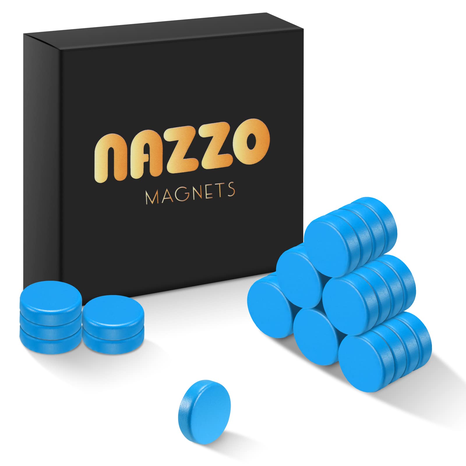 NAZZO Strong Refrigerator Magnets, Small Round Button Whiteboard Magnets, Neodymium Magnets for Fridge, Office, Hobbies, Crafts and Science, 10x3mm 30Pcs Mini Magnets, Blue