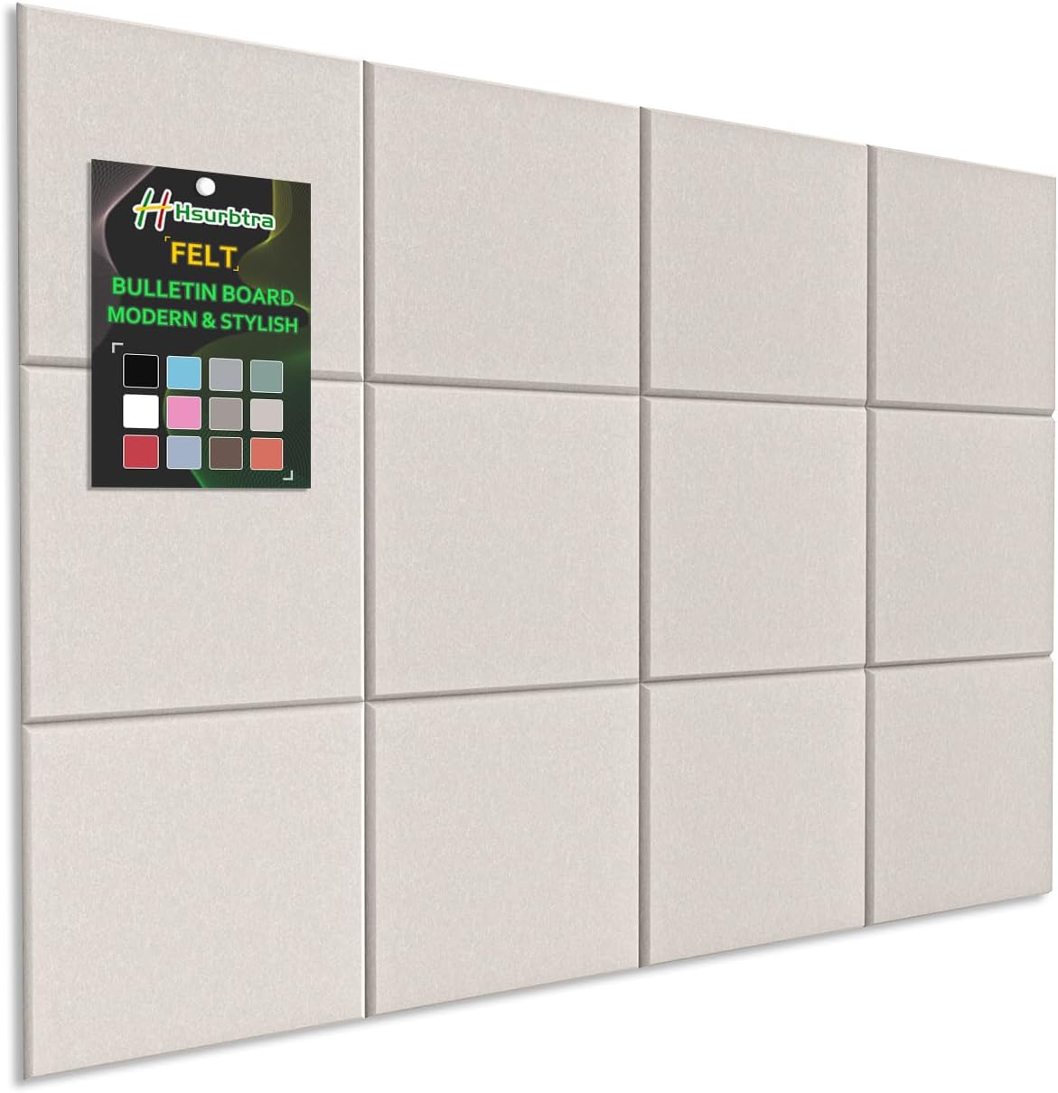 Hsurbtra Large Cork Board for Wall 47 x 36 Inch, 12 Pack Felt Bulletin Notice Board with Pushpins for Office Home School Farmhouse Wall Decor, Beige