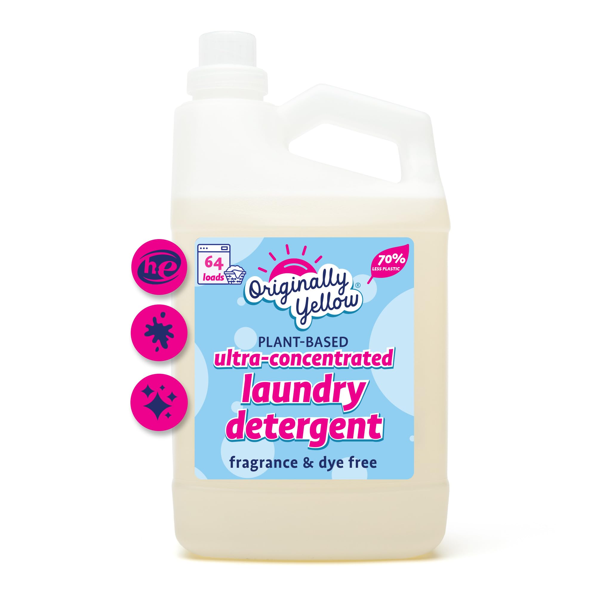 Natural Unscented Laundry Detergent | Made In USA Natural Laundry Detergent | Stain Removing & Gentle on Sensitive Skin | High-Efficiency for Clean Laundry | up to 128 Loads