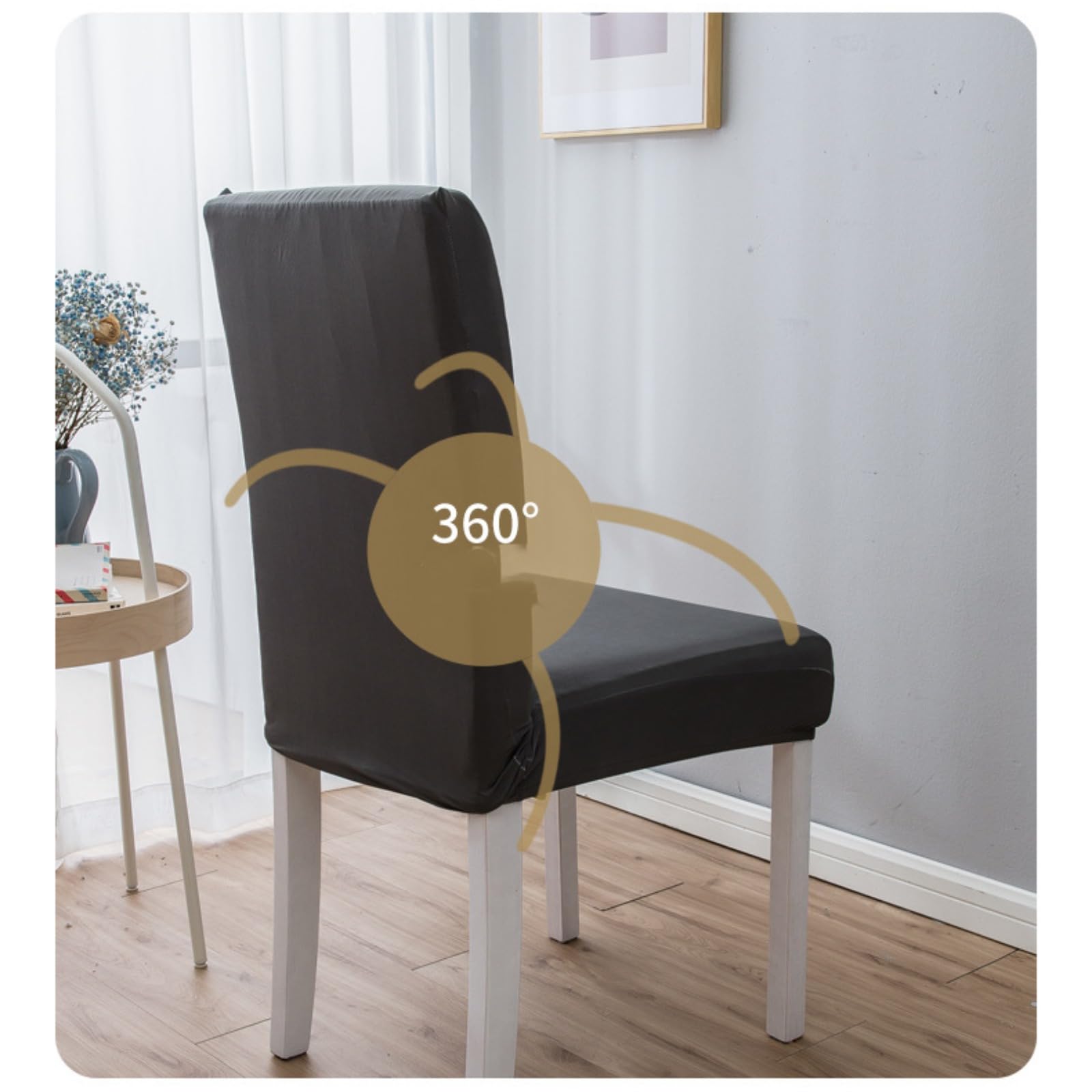 8er Set Stuhlhussen, Stretch Stuhlhusse für Esszimmerstühle, Einfarbiger Waschbarer Abnehmbarer Stuhlbezug für Esszimmer, Hotel, Hochzeit, Partys Deko (Beige)