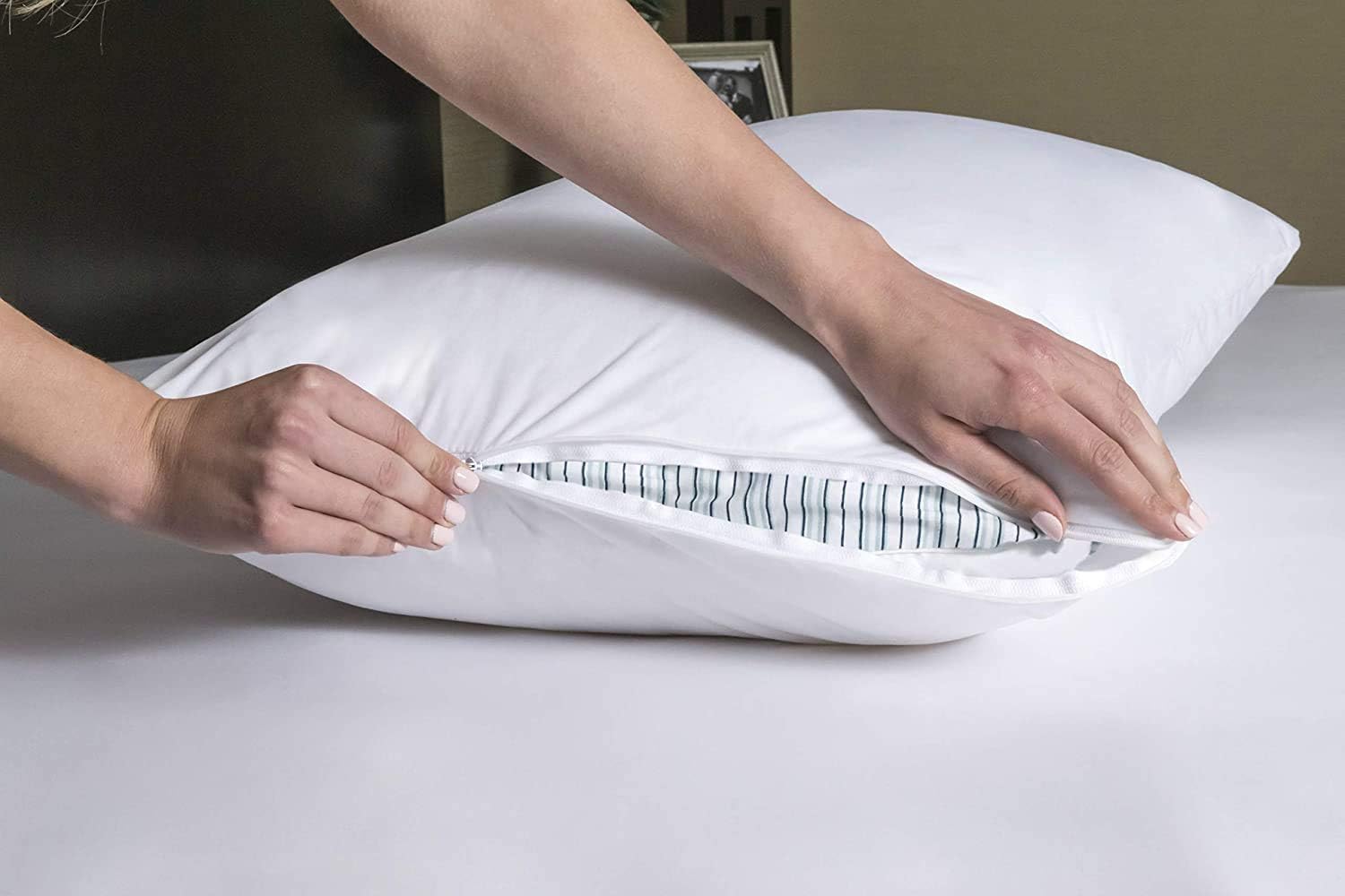 2 Pack Waterproof Pillow Protectors (Queen/Standard 20x28) + King Size Mattress Encasement (12–16 in Deep) | 100% Waterproof, Breathable, Zippered 6-Sided Mattress Cover & Pillow Case Protectors – Bed