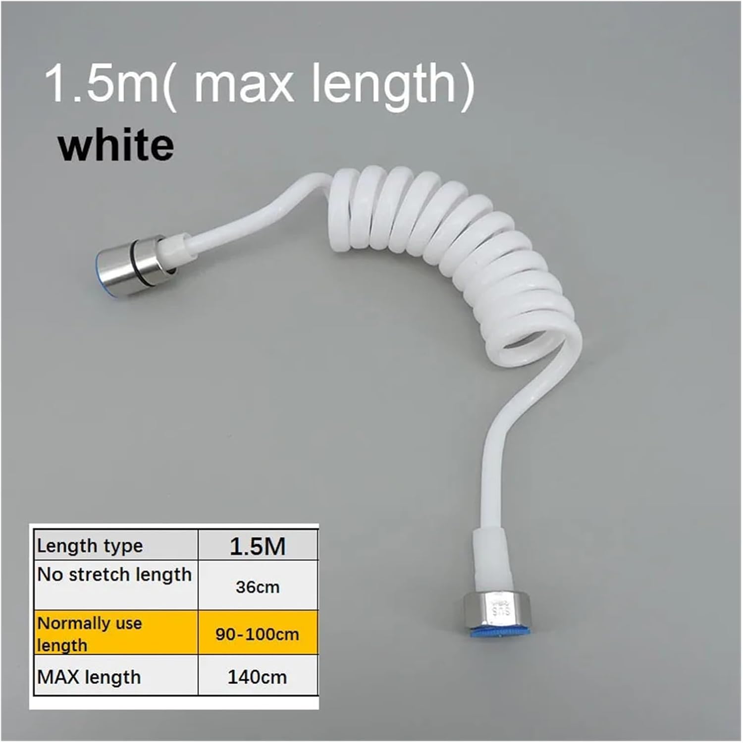 1.5/2/3 Meters White 304 Stainless Steel Nozzle Shower Bathroom Toilet Sprayer Accessories(1.5m(max))