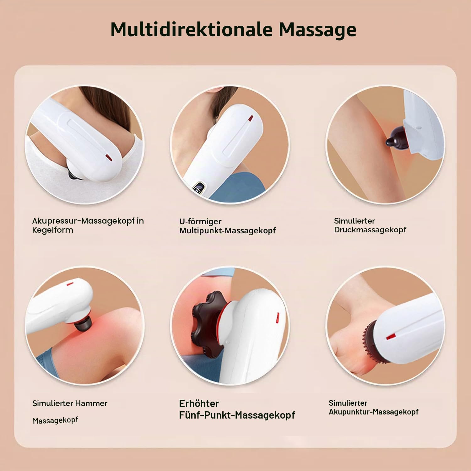 Elektrisches Handmassagegerät für Tiefengewebe, kabelloses Percussion-Massagegerät, 8 Aufsätze, Ganzkörper-Schmerzlinderung