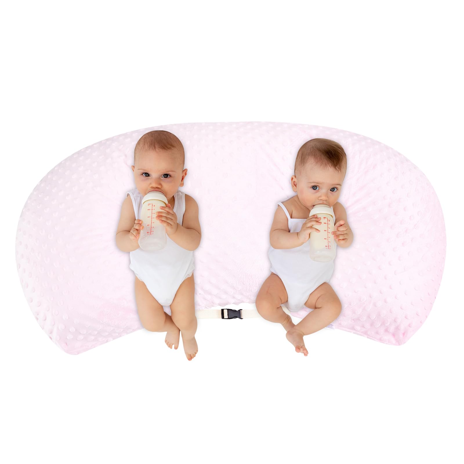 Qianderer Cuscino multifunzionale per allattamento gemelli, cuscino per allattamento per donne incinte, lavabile in lavatrice, in tessuto di cotone, cuscino di supporto doppio, 20 cm (rosa, 20 cm)