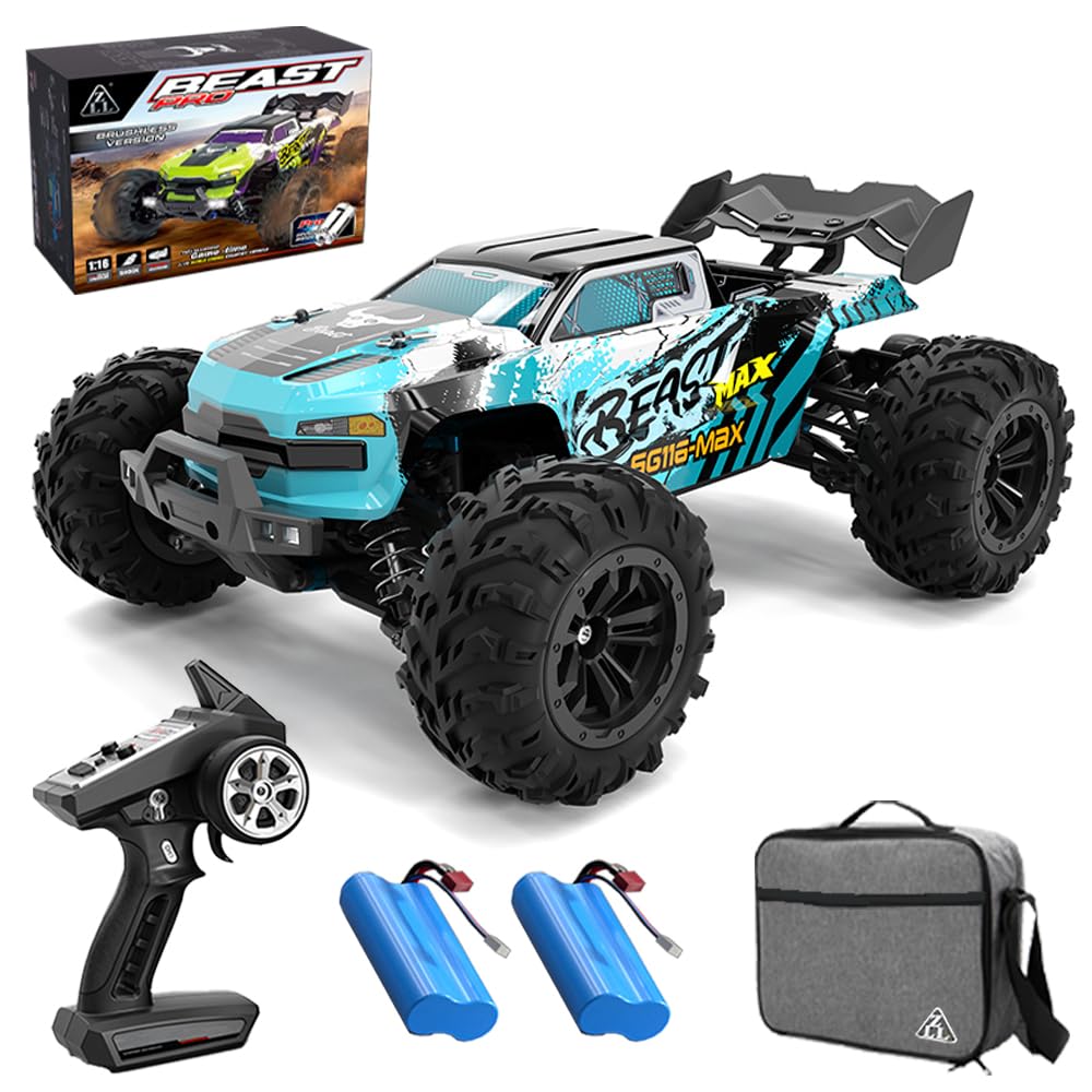 X-Verse SG116 MAX 1:16 Remote Control Car, 80 km/H RC High Speed Offroad with Brushless Motor, 4WD Off Road Race Buggy for Adults, 2 Batteries
