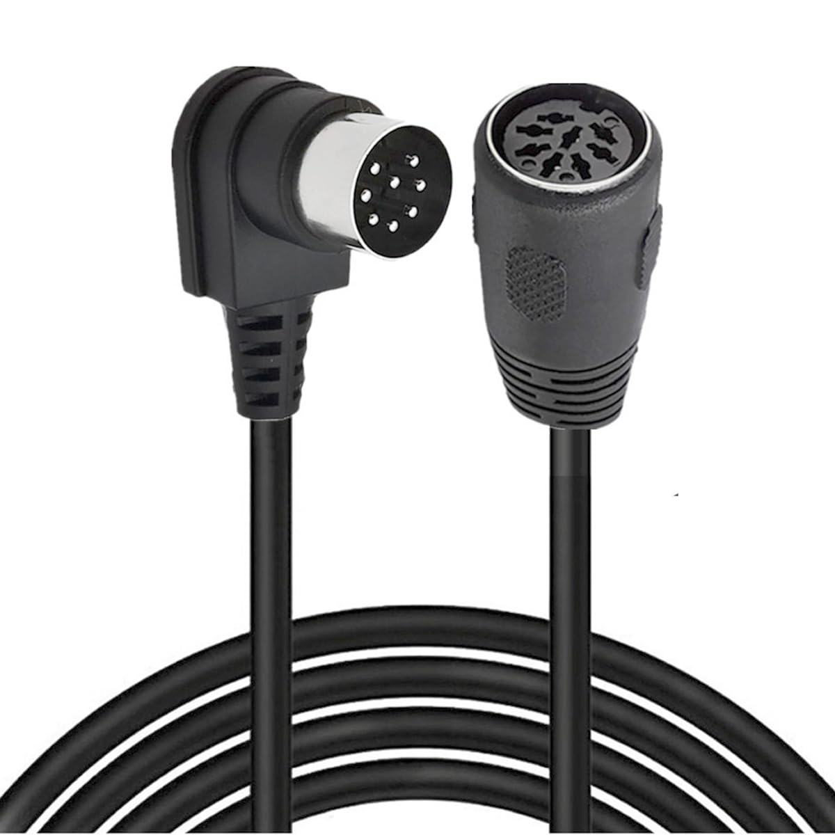 HUHANGGod 8 Pin Din Extension Cable, MIDI 8 Pin Male 90 Degree to Female Cord Adapter, 8 PIN DIN Plug Speaker Audio Cable for Bang Olufsen PowerLink MK2 (5 Meter)