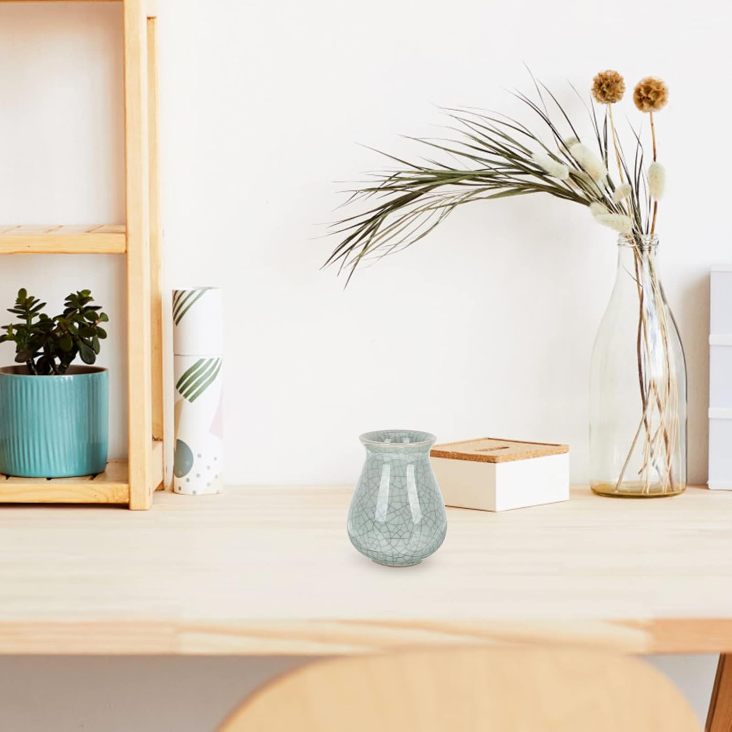 Zerodeko Ceramic Pen Holder Flower Stand Pencil Cup Pot Mini Desktop Trash Can Makeup Brush Holder Desktop Stationery Organizer Flower Vases Pot Container