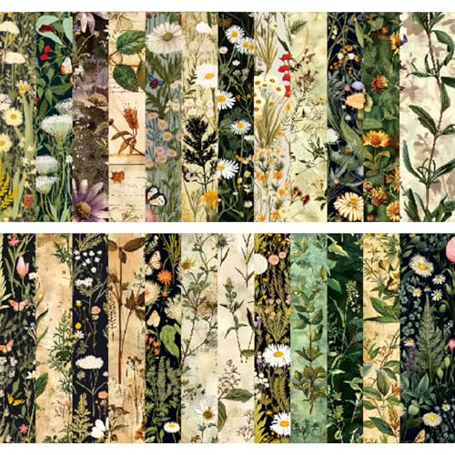 DiiWmme 24 Sheets Floral Scrapbook Paper6x6 Inch Vintage Patterned Craft Paper for Scrapbooking Card Making Decoupage and DIY Projects (24 Unique Designs) (A)