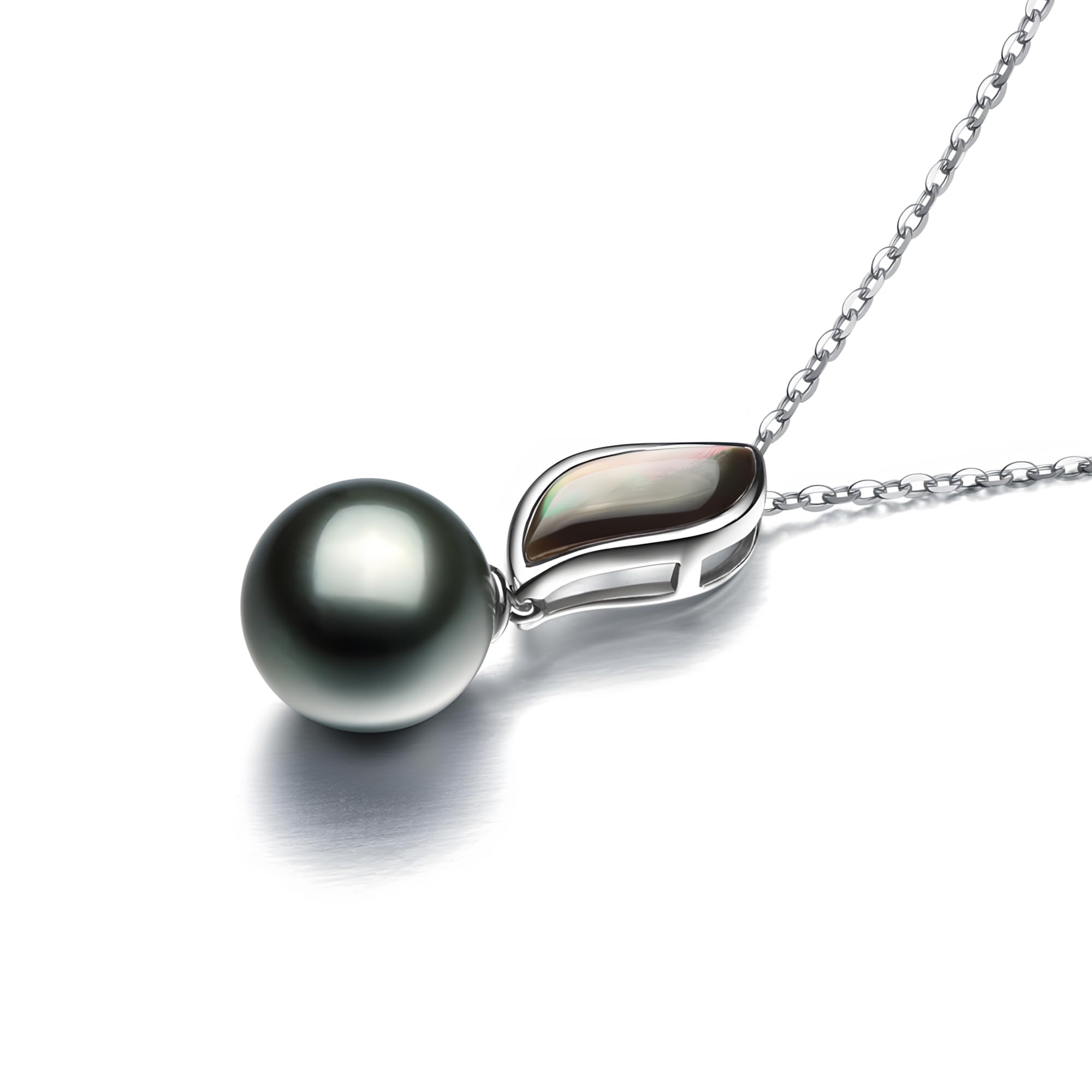 Viki Lynn Halskette mit Perlen-Anhänger, Flamme D'Amour, Tahitiperle, für Damen, aus Aufzucht, Schwarz 9–10°mm, Klasse AAA, Silber 925/1.000, Größe 45°cm
