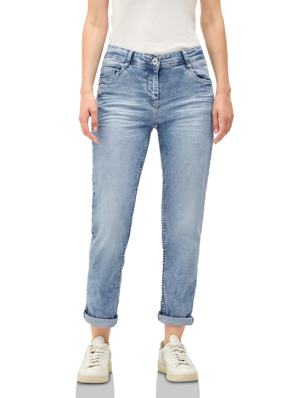 Cecil Women's B379407 Jeans with Turn-up Detail, Light Blue (Light Blue wash), 27W x 28L