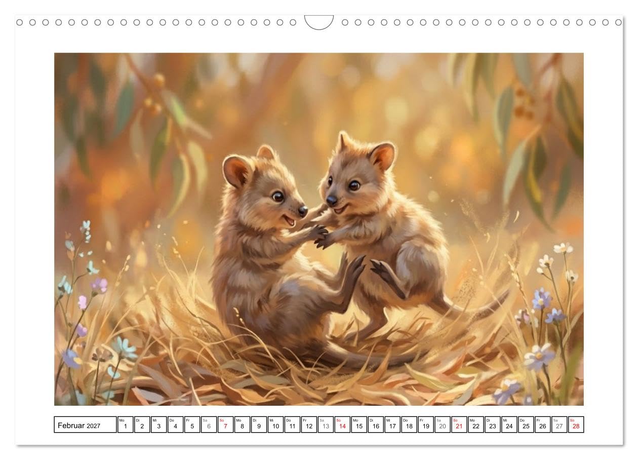 Quokkas - Glückliche Momente im australischen Busch (Wandkalender 2027 DIN A3 quer), CALVENDO Monatskalender: Momente mit den lächelnden Wundern Australiens (CALVENDO Tiere)