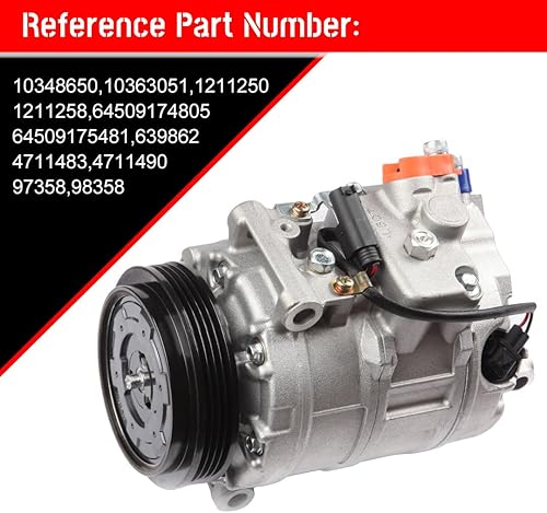 Miniatura 6 de CCIYU Compresor de aire acondicionado con embrague para BMW 545i  645Ci 4.4L 2004-2005 Compresor de aire acondicionado con 10363051, 1211250,