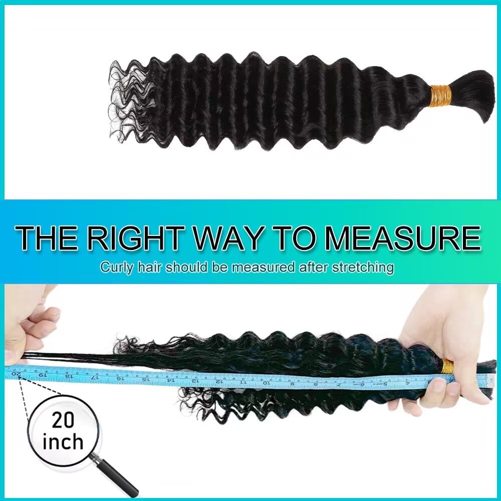Deep Wave Bulk Human Braiding Hair, 6 Bundles, 150g
